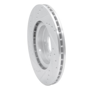 Honda CR-V Brake Rotor (1) - Front Right - R1 Concepts - Drilled & Slotted - Silver - `12-`16